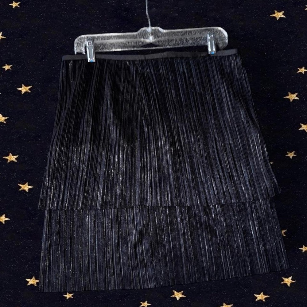 Black pleated skirt with vertical pleats